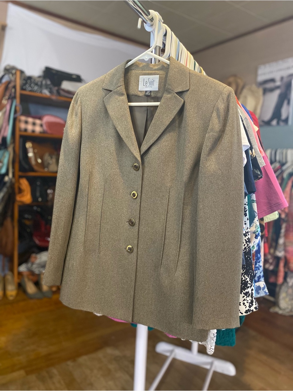 Le Suit Women's Brown Taupe Single-Breasted Blazer